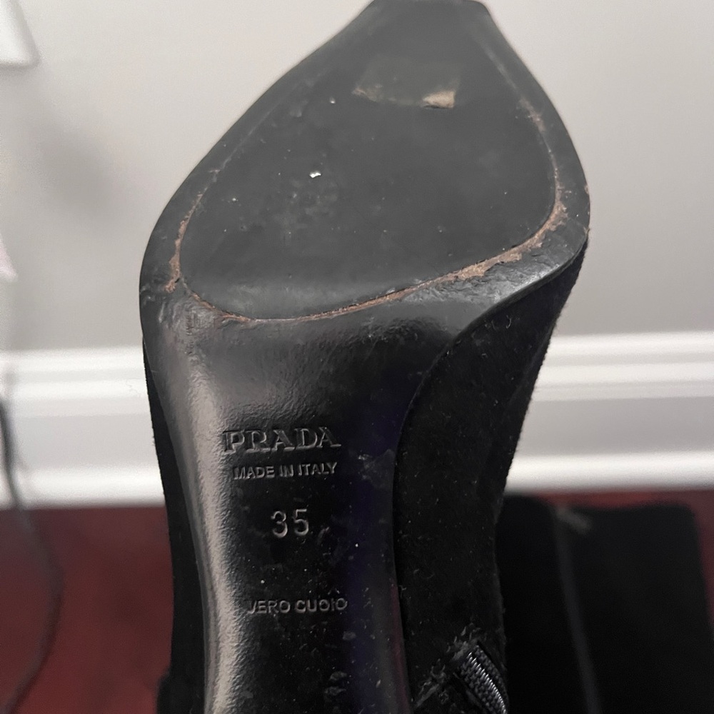 Prada Black Heeled Boots with Stiletto Heel and Pointed Toe - Picture 5 of 14